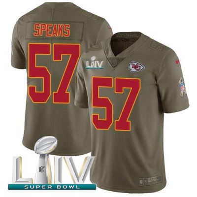 Nike Kansas City Chiefs #57 Breeland Speaks Olive Super Bowl LIV 2020 Stitched NFL Limited 2017 Salute To Service Jersey