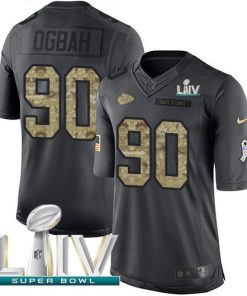 Nike Kansas City Chiefs #90 Emmanuel Ogbah Black Super Bowl LIV 2020 Stitched NFL Limited 2016 Salute to Service Jersey