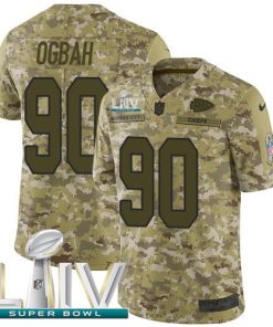 Nike Kansas City Chiefs #90 Emmanuel Ogbah Camo Super Bowl LIV 2020 Stitched NFL Limited 2018 Salute To Service Jersey