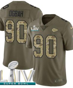 Nike Kansas City Chiefs #90 Emmanuel Ogbah Olive/Camo Super Bowl LIV 2020 Stitched NFL Limited 2017 Salute To Service Jersey