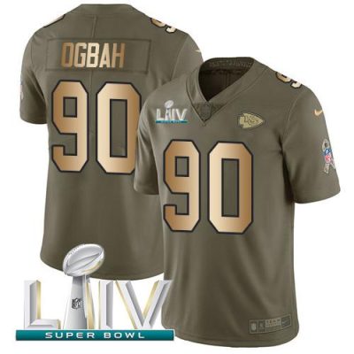 Nike Kansas City Chiefs #90 Emmanuel Ogbah Olive/Gold Super Bowl LIV 2020 Stitched NFL Limited 2017 Salute To Service Jersey