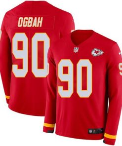 Nike Kansas City Chiefs #90 Emmanuel Ogbah Red Team Color Stitched NFL Limited Therma Long Sleeve Jersey