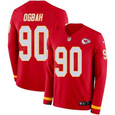 Nike Kansas City Chiefs #90 Emmanuel Ogbah Red Team Color Stitched NFL Limited Therma Long Sleeve Jersey