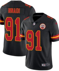 Nike Kansas City Chiefs #91 Derrick Nnadi Black Stitched NFL Limited Rush Jersey
