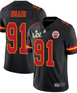Nike Kansas City Chiefs #91 Derrick Nnadi Black Super Bowl LV Bound Stitched NFL Limited Rush Jersey