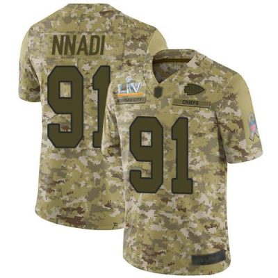Nike Kansas City Chiefs #91 Derrick Nnadi Camo Super Bowl LV Bound Stitched NFL Limited 2018 Salute To Service Jersey