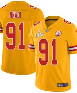 Nike Kansas City Chiefs #91 Derrick Nnadi Gold Super Bowl LV Bound Stitched NFL Limited Inverted Legend Jersey