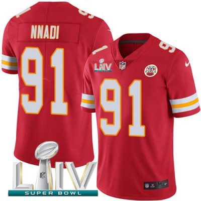 Nike Kansas City Chiefs #91 Derrick Nnadi Red Super Bowl LIV 2020 Team Color Stitched NFL Vapor Untouchable Limited Jersey