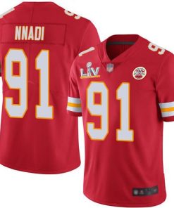 Nike Kansas City Chiefs #91 Derrick Nnadi Red Team Color Super Bowl LV Bound Stitched NFL Vapor Untouchable Limited Jersey