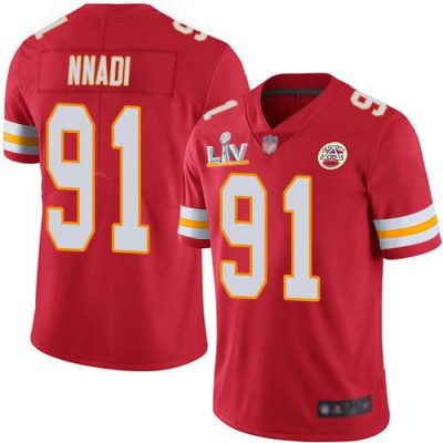 Nike Kansas City Chiefs #91 Derrick Nnadi Red Team Color Super Bowl LV Bound Stitched NFL Vapor Untouchable Limited Jersey