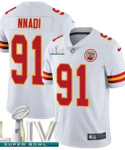 Nike Kansas City Chiefs #91 Derrick Nnadi White Super Bowl LIV 2020 Stitched NFL Vapor Untouchable Limited Jersey