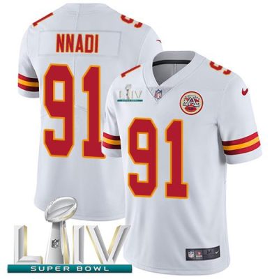 Nike Kansas City Chiefs #91 Derrick Nnadi White Super Bowl LIV 2020 Stitched NFL Vapor Untouchable Limited Jersey