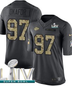 Nike Kansas City Chiefs #97 Alex Okafor Black Super Bowl LIV 2020 Stitched NFL Limited 2016 Salute to Service Jersey