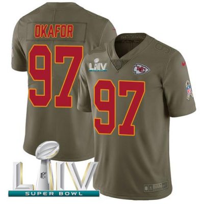 Nike Kansas City Chiefs #97 Alex Okafor Olive Super Bowl LIV 2020 Stitched NFL Limited 2017 Salute To Service Jersey