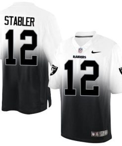 Nike Las Vegas Raiders #12 Kenny Stabler White/Black Stitched NFL Elite Fadeaway Fashion Jersey