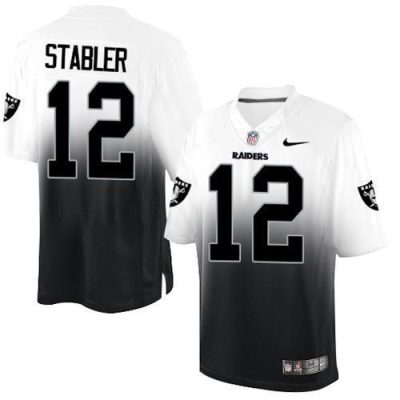 Nike Las Vegas Raiders #12 Kenny Stabler White/Black Stitched NFL Elite Fadeaway Fashion Jersey