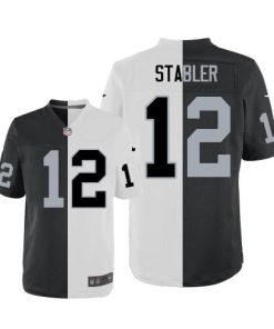 Nike Las Vegas Raiders #12 Kenny Stabler White/Black Stitched NFL Elite Split Jersey