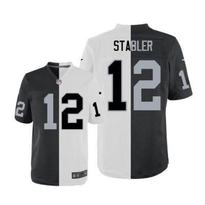 Nike Las Vegas Raiders #12 Kenny Stabler White/Black Stitched NFL Elite Split Jersey