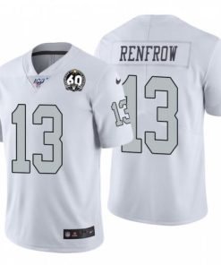 Nike Las Vegas Raiders #13 Hunter Renfrow White 60th Anniversary Patch Stitched NFL 100 Limited Color Rush Jersey