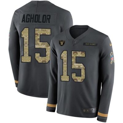 Nike Las Vegas Raiders #15 Nelson Agholor Anthracite Salute to Service Stitched NFL Limited Therma Long Sleeve Jersey