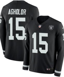 Nike Las Vegas Raiders #15 Nelson Agholor Black Team Color Stitched NFL Limited Therma Long Sleeve Jersey