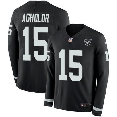 Nike Las Vegas Raiders #15 Nelson Agholor Black Team Color Stitched NFL Limited Therma Long Sleeve Jersey