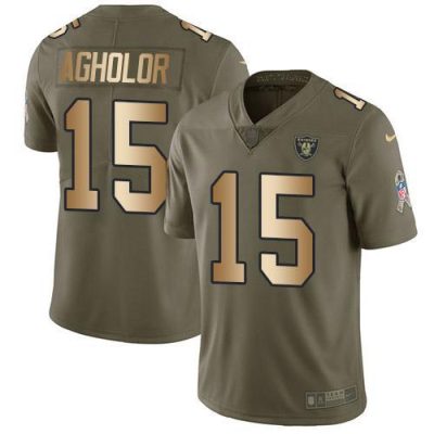 Nike Las Vegas Raiders #15 Nelson Agholor Olive/Gold Stitched NFL Limited 2017 Salute To Service Jersey