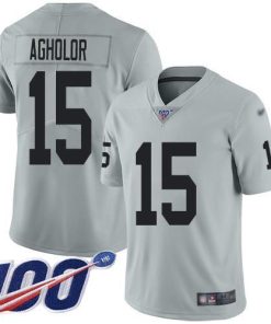 Nike Las Vegas Raiders #15 Nelson Agholor Silver Stitched NFL Limited Inverted Legend 100th Season Jersey