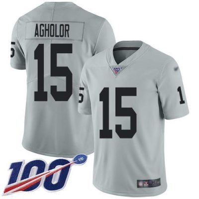 Nike Las Vegas Raiders #15 Nelson Agholor Silver Stitched NFL Limited Inverted Legend 100th Season Jersey
