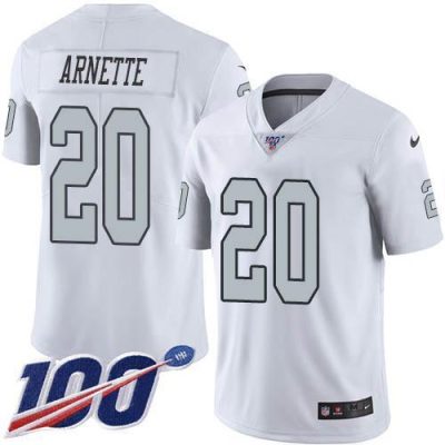 Nike Las Vegas Raiders #20 Damon Arnette White Stitched NFL Limited Rush 100th Season Jersey
