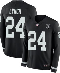 Nike Las Vegas Raiders #24 Marshawn Lynch Black Team Color Stitched NFL Limited Therma Long Sleeve Jersey