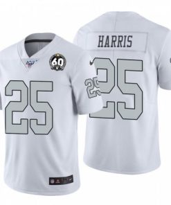 Nike Las Vegas Raiders #25 Erik Harris White 60th Anniversary Patch Stitched NFL 100 Limited Color Rush Jersey