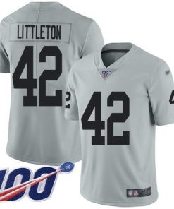Nike Las Vegas Raiders #42 Cory Littleton Silver Stitched NFL Limited Inverted Legend 100th Season Jersey