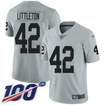 Nike Las Vegas Raiders #42 Cory Littleton Silver Stitched NFL Limited Inverted Legend 100th Season Jersey