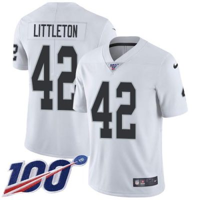 Nike Las Vegas Raiders #42 Cory Littleton White Stitched NFL 100th Season Vapor Untouchable Limited Jersey