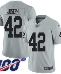Nike Las Vegas Raiders #42 Karl Joseph Silver Stitched NFL Limited Inverted Legend 100th Season Jersey