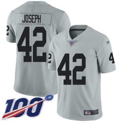 Nike Las Vegas Raiders #42 Karl Joseph Silver Stitched NFL Limited Inverted Legend 100th Season Jersey