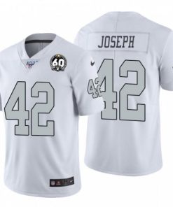 Nike Las Vegas Raiders #42 Karl Joseph White 60th Anniversary Patch Stitched NFL 100 Limited Color Rush Jersey