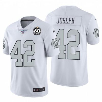 Nike Las Vegas Raiders #42 Karl Joseph White 60th Anniversary Patch Stitched NFL 100 Limited Color Rush Jersey