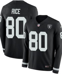 Nike Las Vegas Raiders #80 Jerry Rice Black Team Color Stitched NFL Limited Therma Long Sleeve Jersey