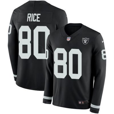 Nike Las Vegas Raiders #80 Jerry Rice Black Team Color Stitched NFL Limited Therma Long Sleeve Jersey
