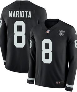 Nike Las Vegas Raiders #8 Marcus Mariota Black Team Color Stitched NFL Limited Therma Long Sleeve Jersey