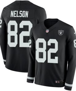 Nike Las Vegas Raiders #82 Jordy Nelson Black Team Color Stitched NFL Limited Therma Long Sleeve Jersey