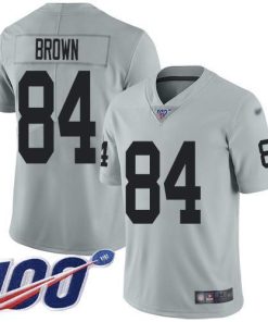 Nike Las Vegas Raiders #84 Antonio Brown Silver Stitched NFL Limited Inverted Legend 100th Season Jersey