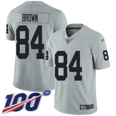 Nike Las Vegas Raiders #84 Antonio Brown Silver Stitched NFL Limited Inverted Legend 100th Season Jersey