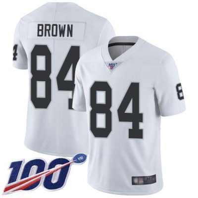 Nike Las Vegas Raiders #84 Antonio Brown White Stitched NFL 100th Season Vapor Limited Jersey