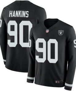 Nike Las Vegas Raiders #90 Johnathan Hankins Black Team Color Stitched NFL Limited Therma Long Sleeve Jersey