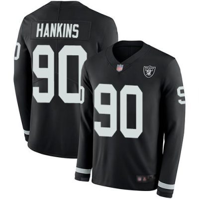 Nike Las Vegas Raiders #90 Johnathan Hankins Black Team Color Stitched NFL Limited Therma Long Sleeve Jersey
