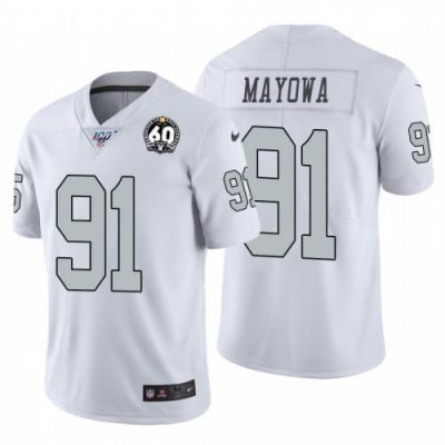 Nike Las Vegas Raiders #91 Benson Mayowa White 60th Anniversary Patch Stitched NFL 100 Limited Color Rush Jersey