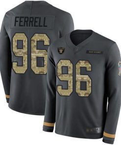 Nike Las Vegas Raiders #96 Clelin Ferrell Anthracite Salute to Service Stitched NFL Limited Therma Long Sleeve Jersey
